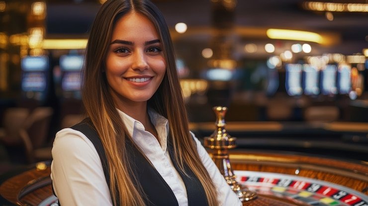 Tampilan meja Live Casino firstplay88 dengan dealer langsung di layar smartphone pengguna Indonesia